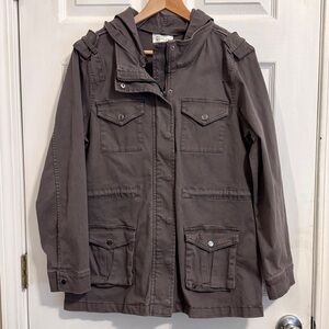 Market & Spruce women's cargo style dark gray coat size medium with stretch NWOT